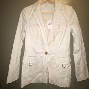 Cream cotton safari style blazer jacket